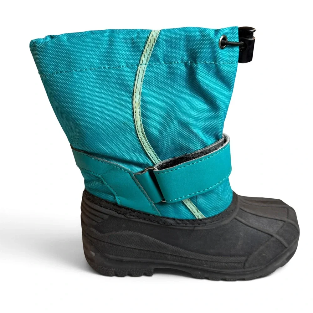 Oaki Kids Snow Boots Teal Mint Waterproof Nylon Rubber Winter Boots Size 11